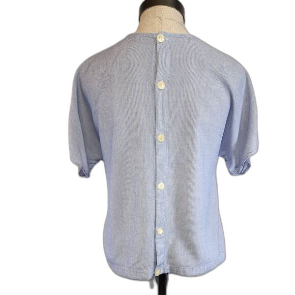 Madewell Blue & White Striped Tie Front Short Sleeve Top Size S - Picture 2 of 8
